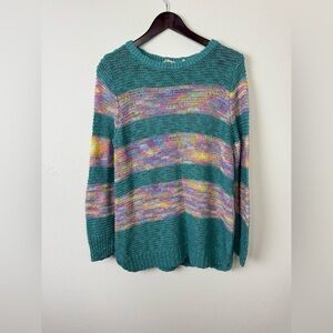 Soft Surroundings Serafina Sweater Woman’s Large Pullover Colorful Knit Coastal